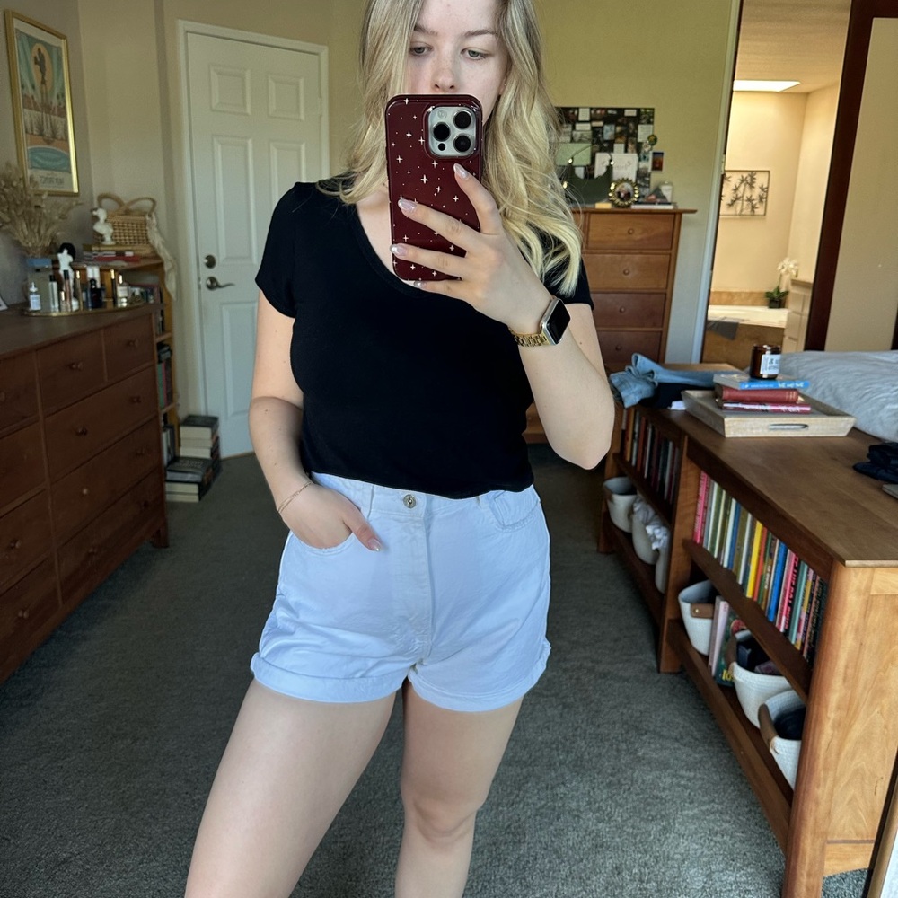 White Extra High Waisted Zara Jean Shorts